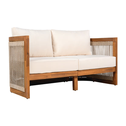 Vireo 4-Piece Patio Seating Group 2 Chairs, Loveseat & Table Acacia Wood Outdoor Furniture Set