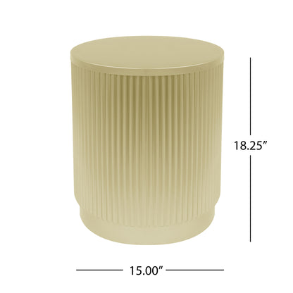 Oberon Golden Round Side Table With Vertical Stripes