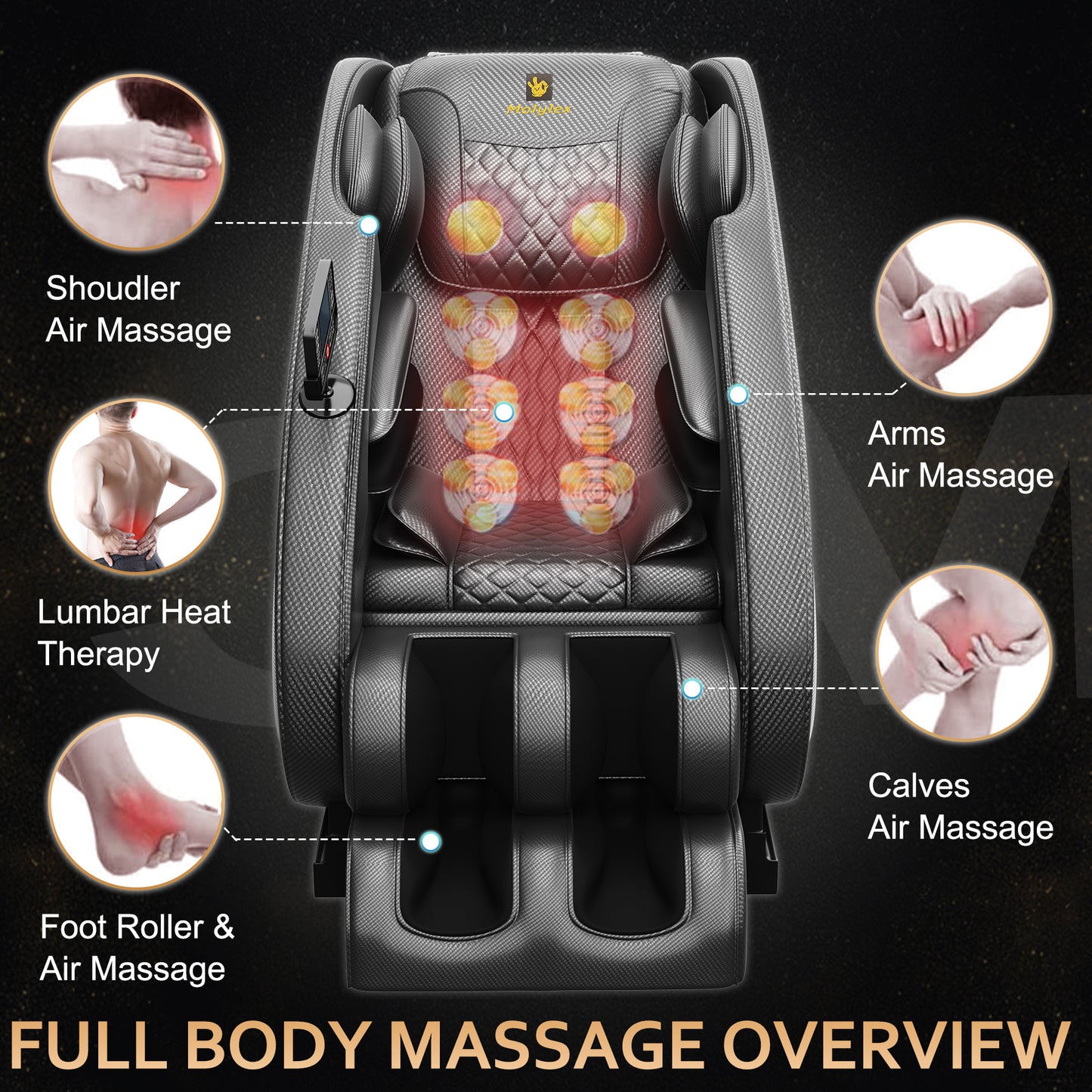 Erelith Massage Chair Blue-Tooth Connection and Speaker, Easy to Use at Home and in The Office and Recliner with Zero Gravity with Full Body Air Pressure