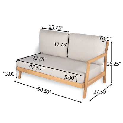 Selyric Patio Acacia Wood Sofa-and-Chaise sectional L-shape, Loveseat + Lounge with Water-resistant Cushion