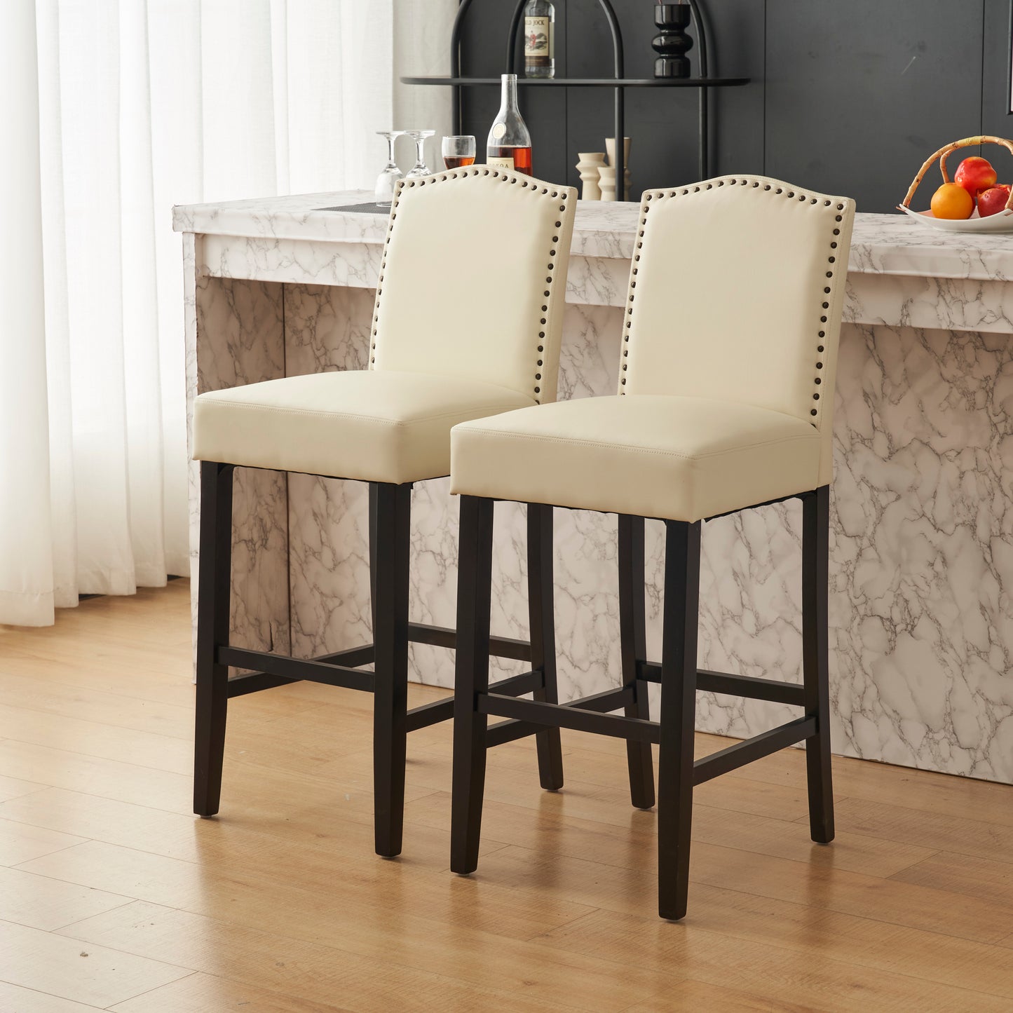 Njordian Counter Height Upholstered Bar Stools,Set of 2