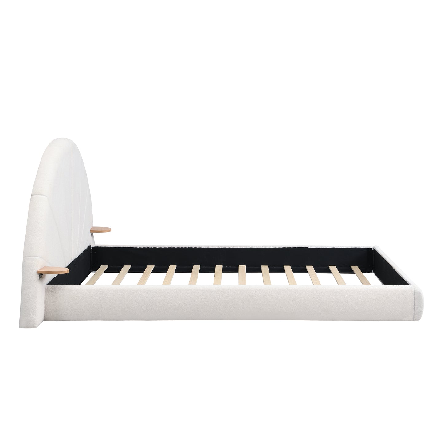 Nylorith Modern Nordic Design Unique Arched Boucle Bed with Small Table,Queen