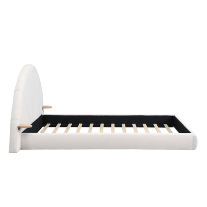 Nylorith Modern Nordic Design Unique Arched Boucle Bed with Small Table,Queen