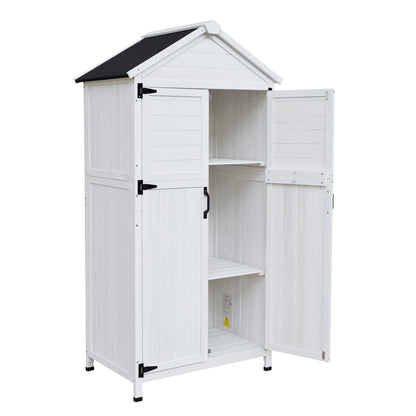 Faevyne White Fir Wood Storage Shed with Double Doors