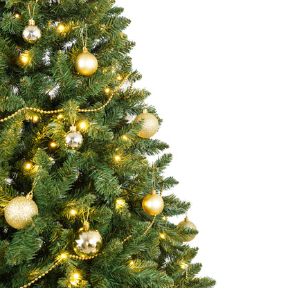 Stellan 7.5FT Christmas Tree with 550 Warm White LED Lights – 1350 PVC & Hard Needle Tips, Hinged Branch Design, Sturdy Metal Stand – Full Realistic Holiday Tree