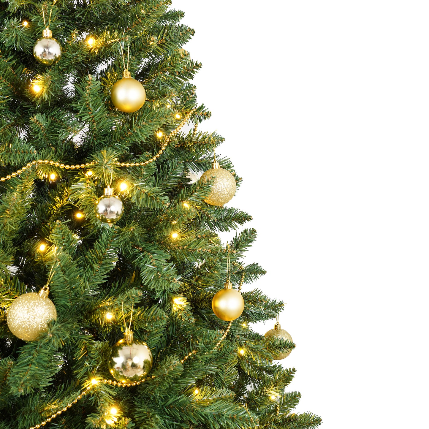 Stellan 6FT Christmas Tree with 250 Warm White LED Lights – 1000 PVC & Hard Needle Tips, Hinged Branch Design, Sturdy Metal Stand – Full Realistic Holiday Tree