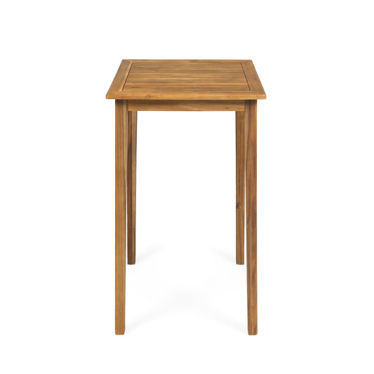 Teresa Outdoor Minimalist Acacia Wood Square Bar Table