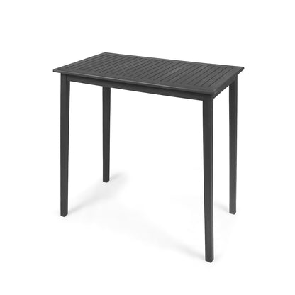 Teresa Outdoor Minimalist Acacia Wood Rectangle Bar Table