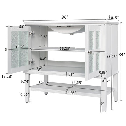 Faelan Bathroom Vanity with Ceramic Sink with Adjustable Shelf and open shelf