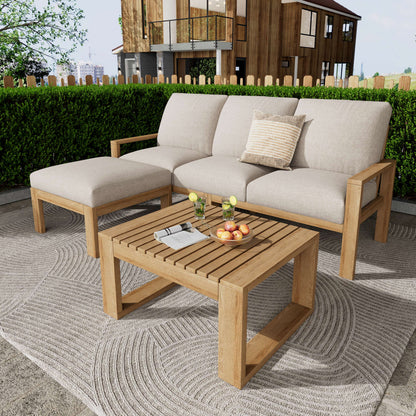 Silas Outdoor 3pcs Acacia Sectional Patio Sofa Set With Coffee Table