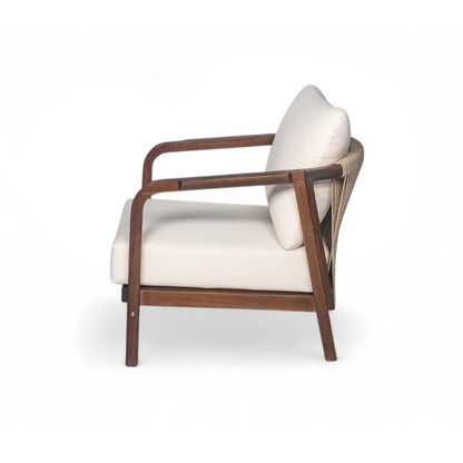 Lumozorette 28" Outdoor Lounge Chair with Backrest,Cushions and Curved Armrests