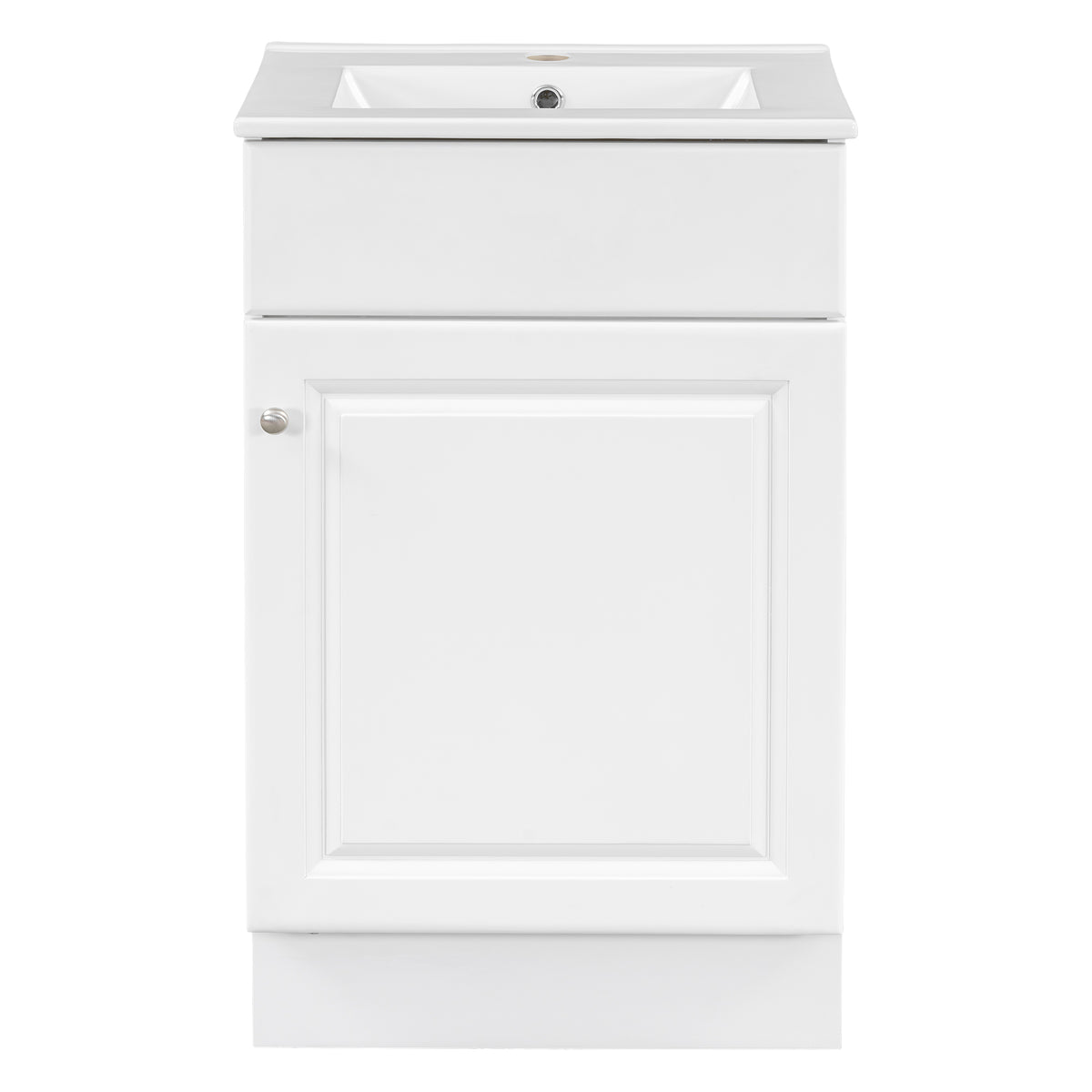 Effervescent Vanes Wood Frame 20" Bathroom Vanity with Ceramic Sink, Cabinet with Soft-Closing Door Shelf and Adjustable Shelf, Open Back, Metal Hardware, Storage/Organizer, White