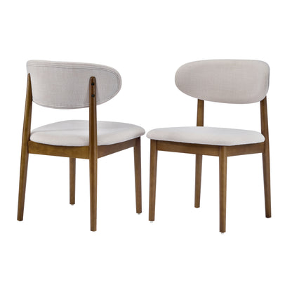 Lumene Contemporary Upholstered Side Chair with Soild Wood Legs and Curved Back (Set of 2)