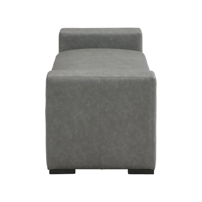 Narionae Stylish and Durable Grey Faux Leather Ottoman