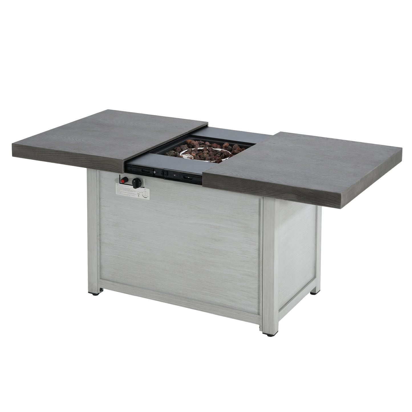 Kirathira Extendable Rectangle Aluminum fire Pit Table, 50,000BTU
