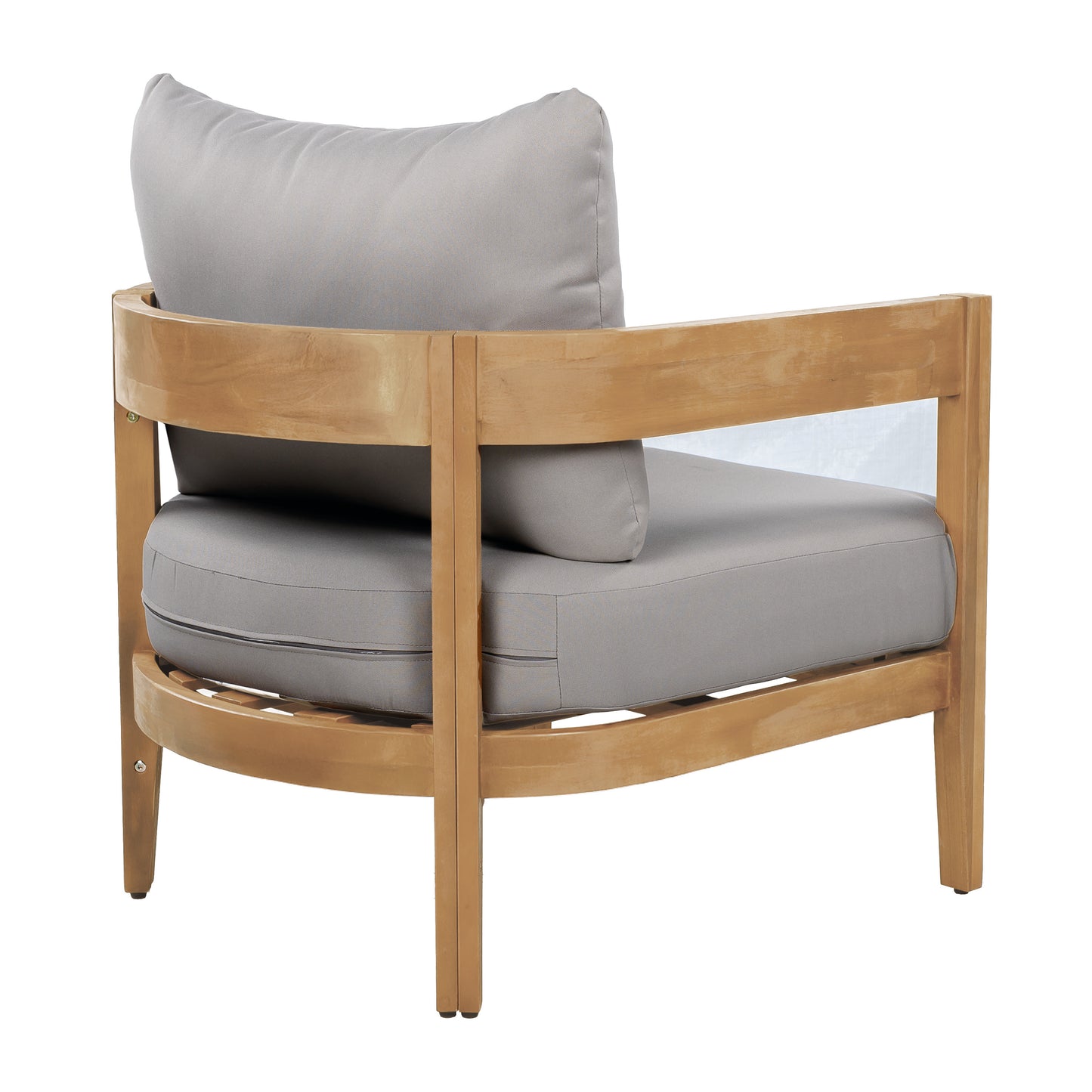 Burrough Outdoor Acacia Wood Club Chair with Removable Cushions for Porch, Garden