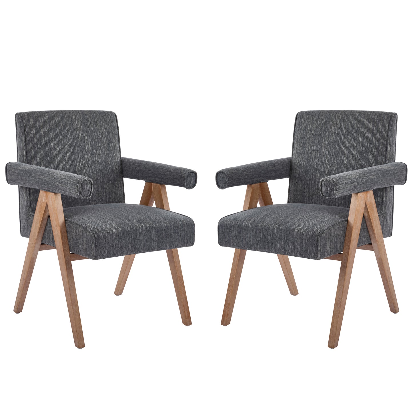 Soliner Indoor Fabric Solid Wood Dining Chair,Set of 2