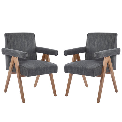 Soliner Indoor Fabric Solid Wood Dining Chair,Set of 2