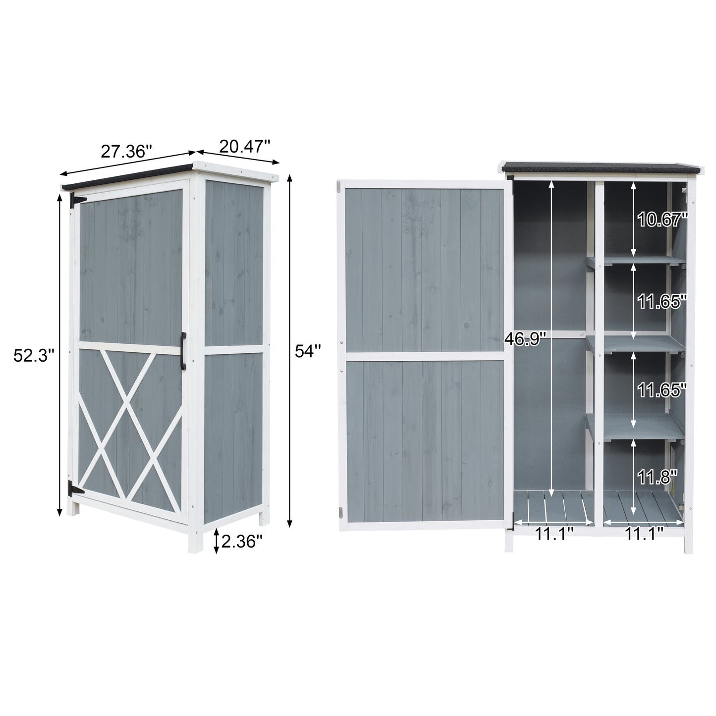 Melioraeth Two-Tone Storage Shed with Sloped Roof & 5 Compartments