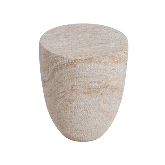 Savoy Outdoor Lightweight Concrete Side Table,Travertine Finish