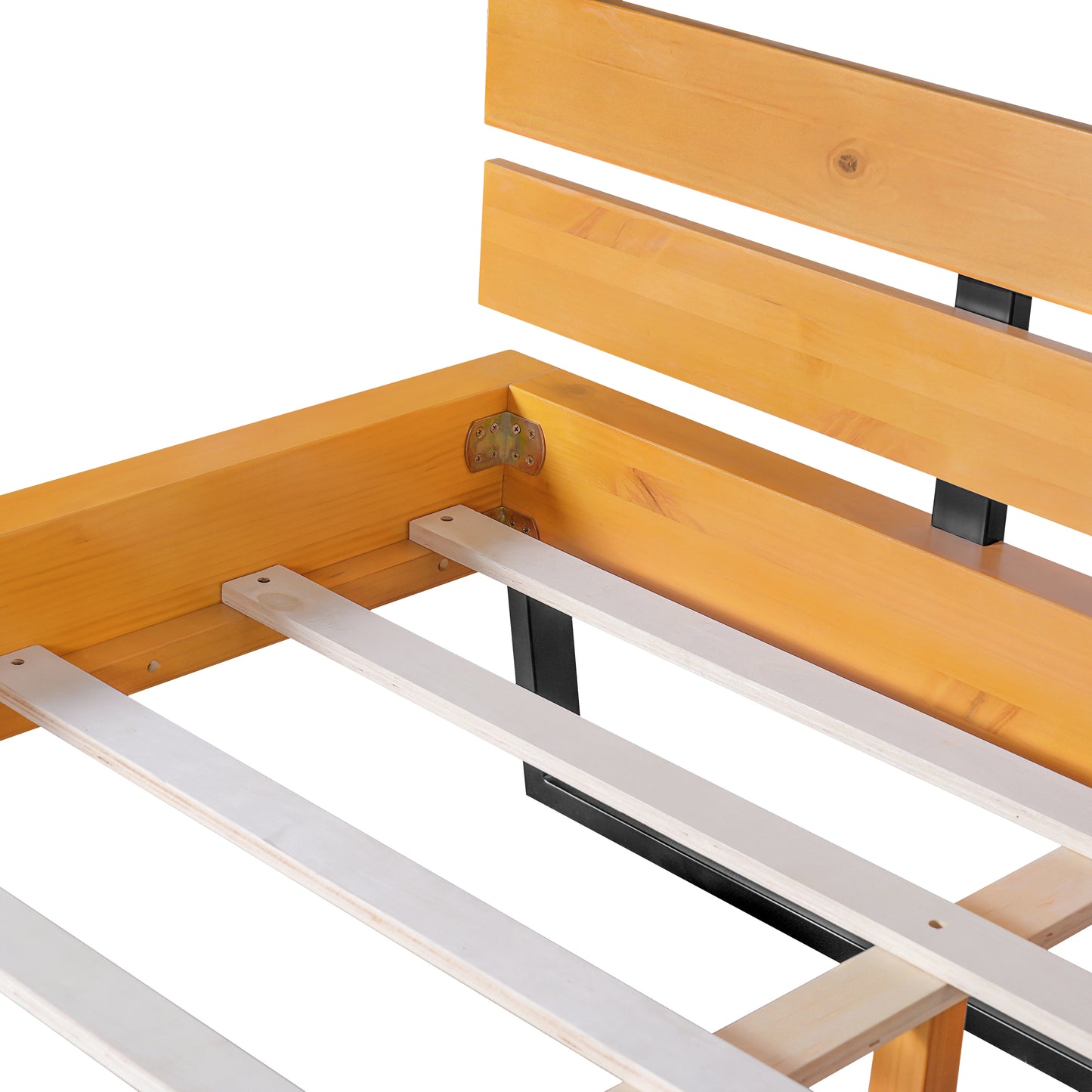 Dashiell Modern Solid Pine Bed Frame in Natural and Black,Making Serene Bedroom Retreat