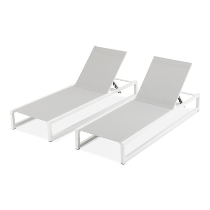 Tavilinin 5-Level Adjustable Outdoor Chaise Lounge, Durable Aluminum Frame & Textilene Mesh