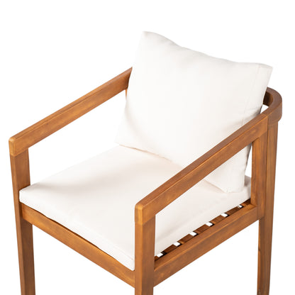 Dorianis Acacia Wood Outdoor Dining Chair with Cushion (Set of 2)