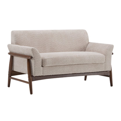 Aeionius Modern Indoor Boucle Loveseat with Flared Arms, Upholstered Fabric Sofa