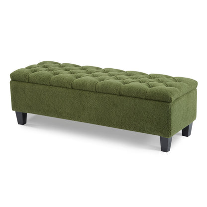 HaChe Ottoman Bench with Storage,Boucle Surface, Rubber Wood Legs, 300 lbs Capacity