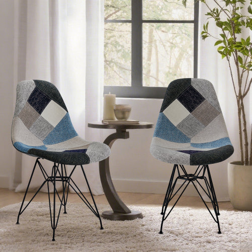 Cassius Multi-Color Patchwork Fabric Accent Chair (Set of 2)
