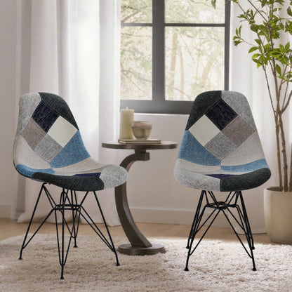 Cassius Multi-Color Patchwork Fabric Accent Chair (Set of 2)