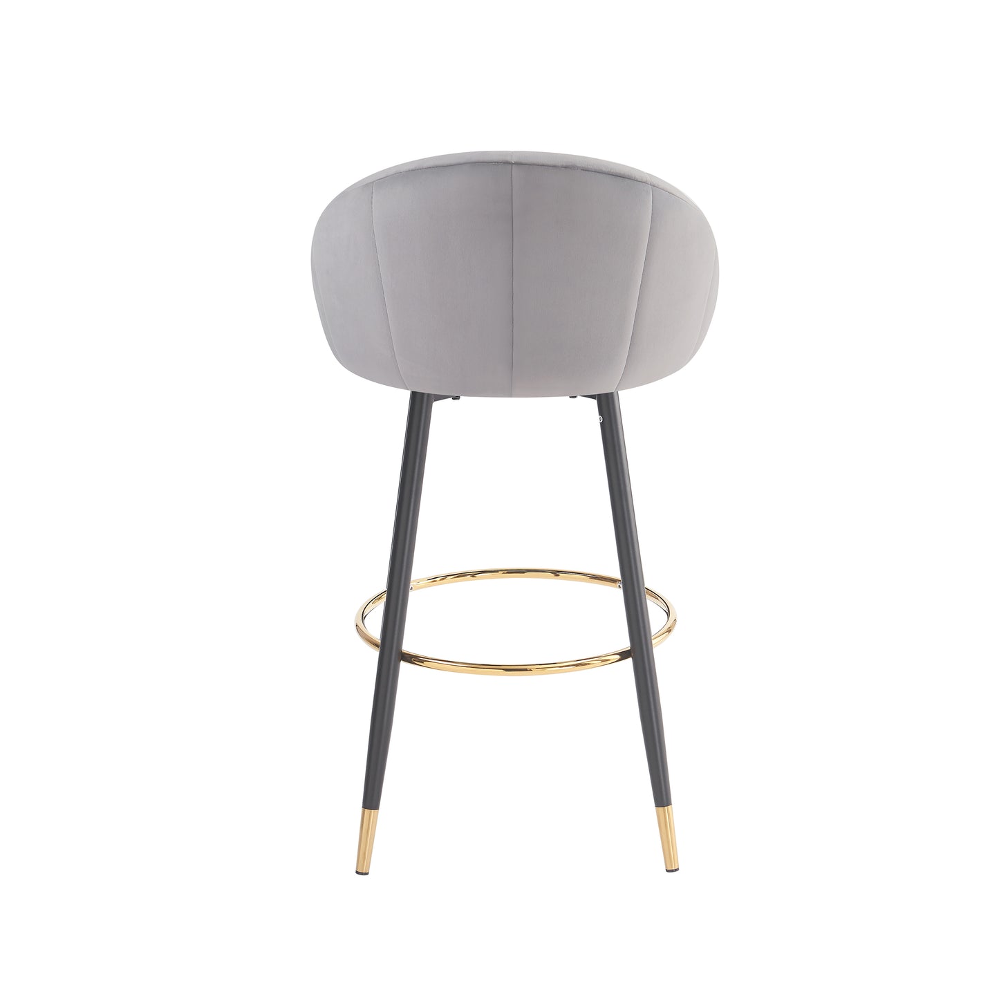 Soreli 40.5" High Back, Black Velvet & Gold Metal Bar Stool,Luxe Modern Design, Set of 2