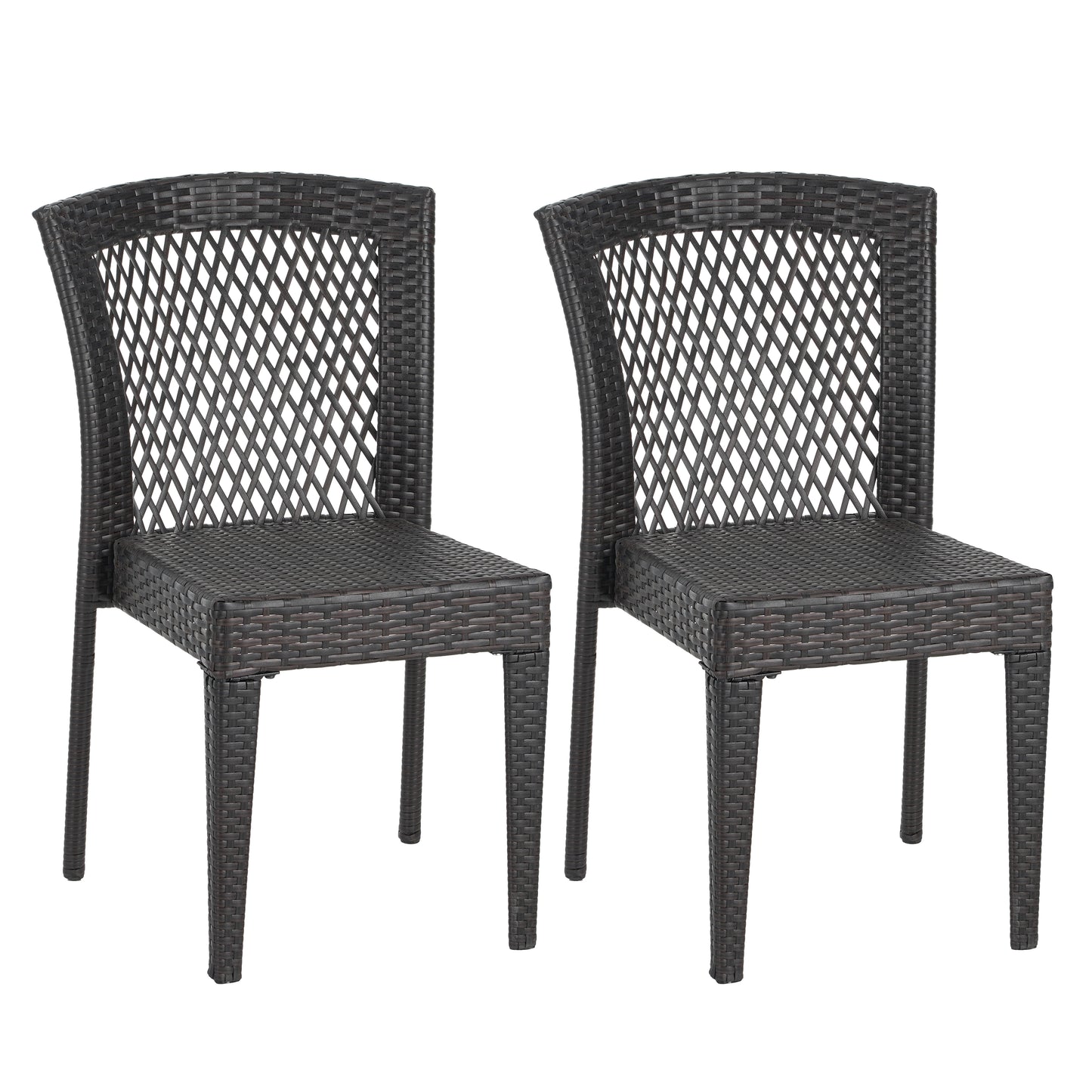 Brisa Outdoor Dining Chairs, Stackable Chairs with UV-Resistant PE Rattan and Steel Frame, Supports 400lbs,Set of 2