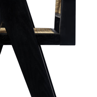 Lomiare Modern Minimalist Bar Stool with Cane Seat, Solid Wood Frame