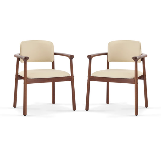Martaion 2 - Pack Dining Room Chairs, Sturdy Rubber Wood, Comfortable PU Foam Seat