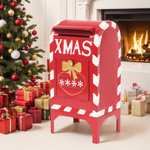 HolidayHaven Red Iron Christmas Mailbox Christmas decoration