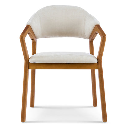 Arden Indoor Dining Chair Set of 2, Chenille Upholstered Armchairs with Bent Wood Frame, 300lbs Capacity, Ergonomic Curved Backrest