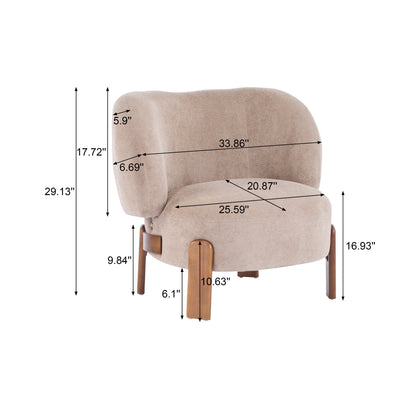Demidorium Cozy Upholstery Solid Wood Wingback Armchair