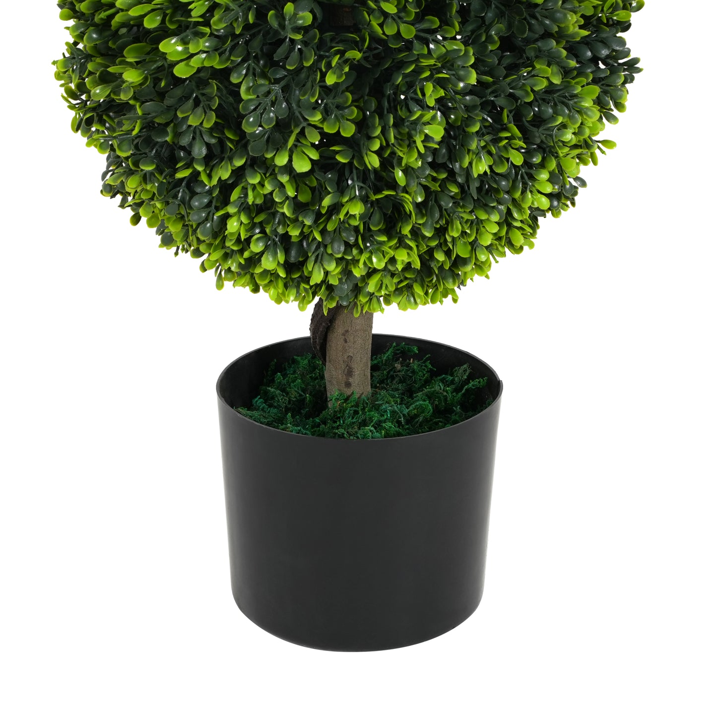Valvion 34" Artificial Topiary Boxwood Tree Double Ball with Black Plastic Pot, Set of 2