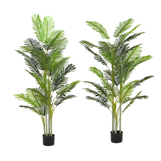 Cadayrn 78.5" Artificial Palm Tree with Black Plastic Pot - 2pcs