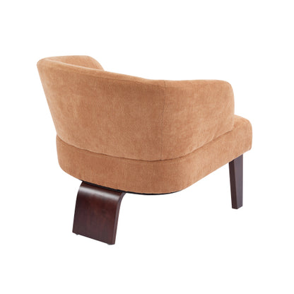 ‌Mossly Modern Accent Chair with Round Back & Wooden Legs - Mid-Century Inspired Lounge Chair for Living Room, Bedroom