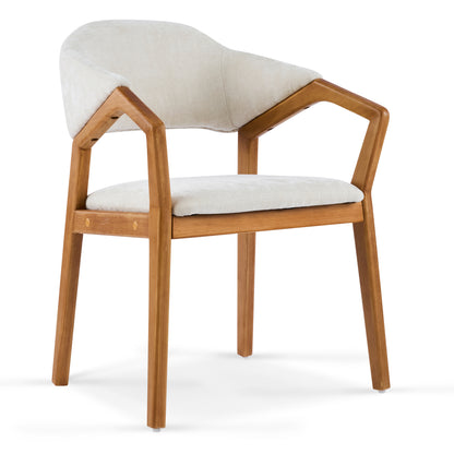 Arden Indoor Dining Chair Set of 2, Chenille Upholstered Armchairs with Bent Wood Frame, 300lbs Capacity, Ergonomic Curved Backrest