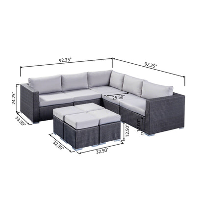 Tammy Rosa Outdoor 5 Seat Wicker Sectional Sofa Set with Aluminum Frame