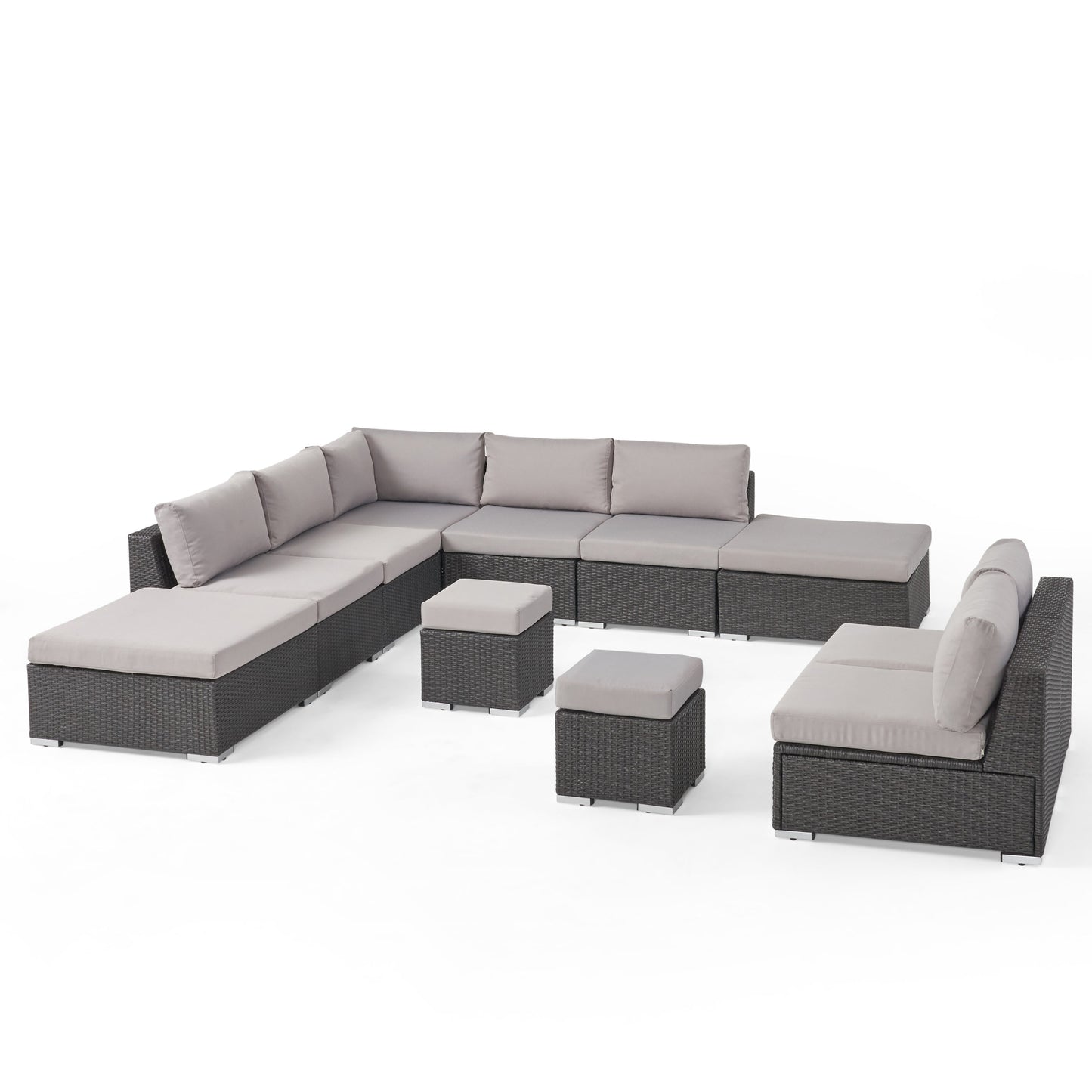 Tammy Rosa Outdoor 7 Seat Wicker Sofa Sectional Set with Aluminum Frame