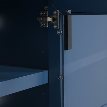 Solther Modern TV Console, 67" Width TV Stand, Glass Doors & Storage Drawers