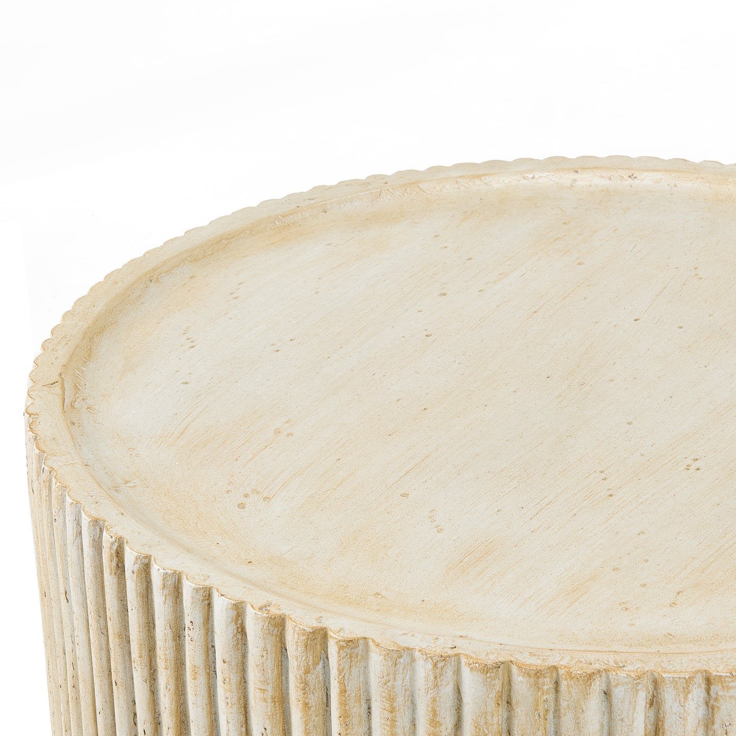 Glena 23.5" MGO Round Fluted Coffee Table for Both Indoor and Outdoor