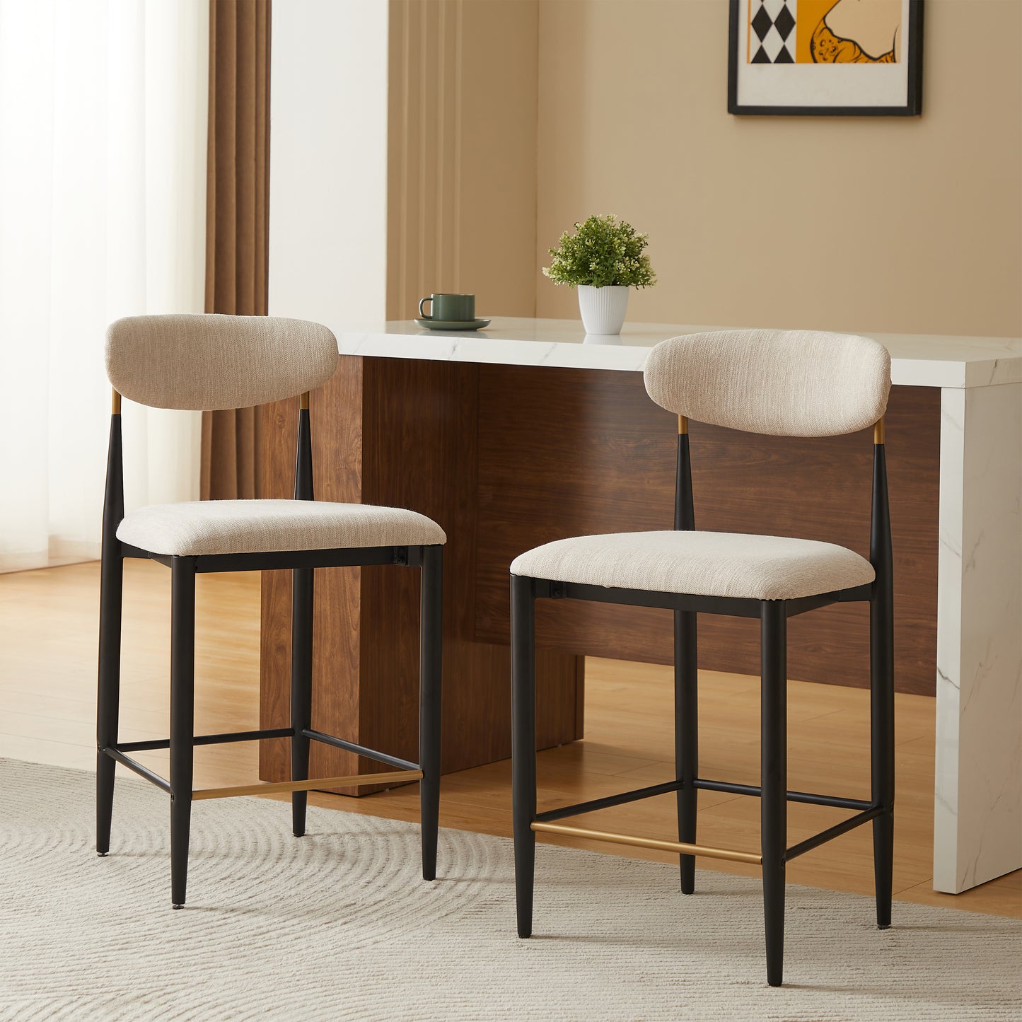 Magolani Minimalist Style Armless Counter Stool- Set of 2