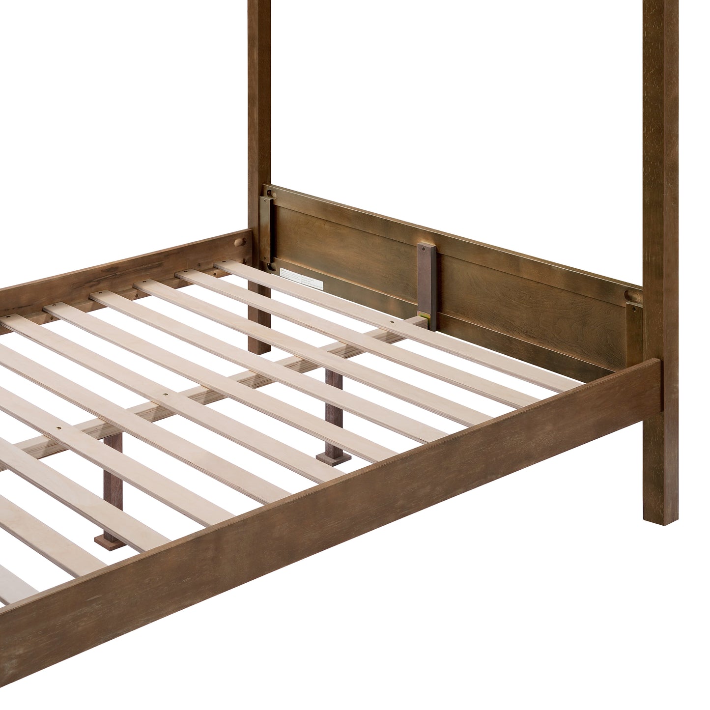 Quorcanor Queen Size Antique Oak Feature Solid Wood Canopy Bed