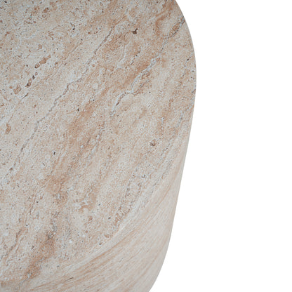 Montclair Outdoor Lightweight Concrete Side Table With Side Handles,Travertine Finish