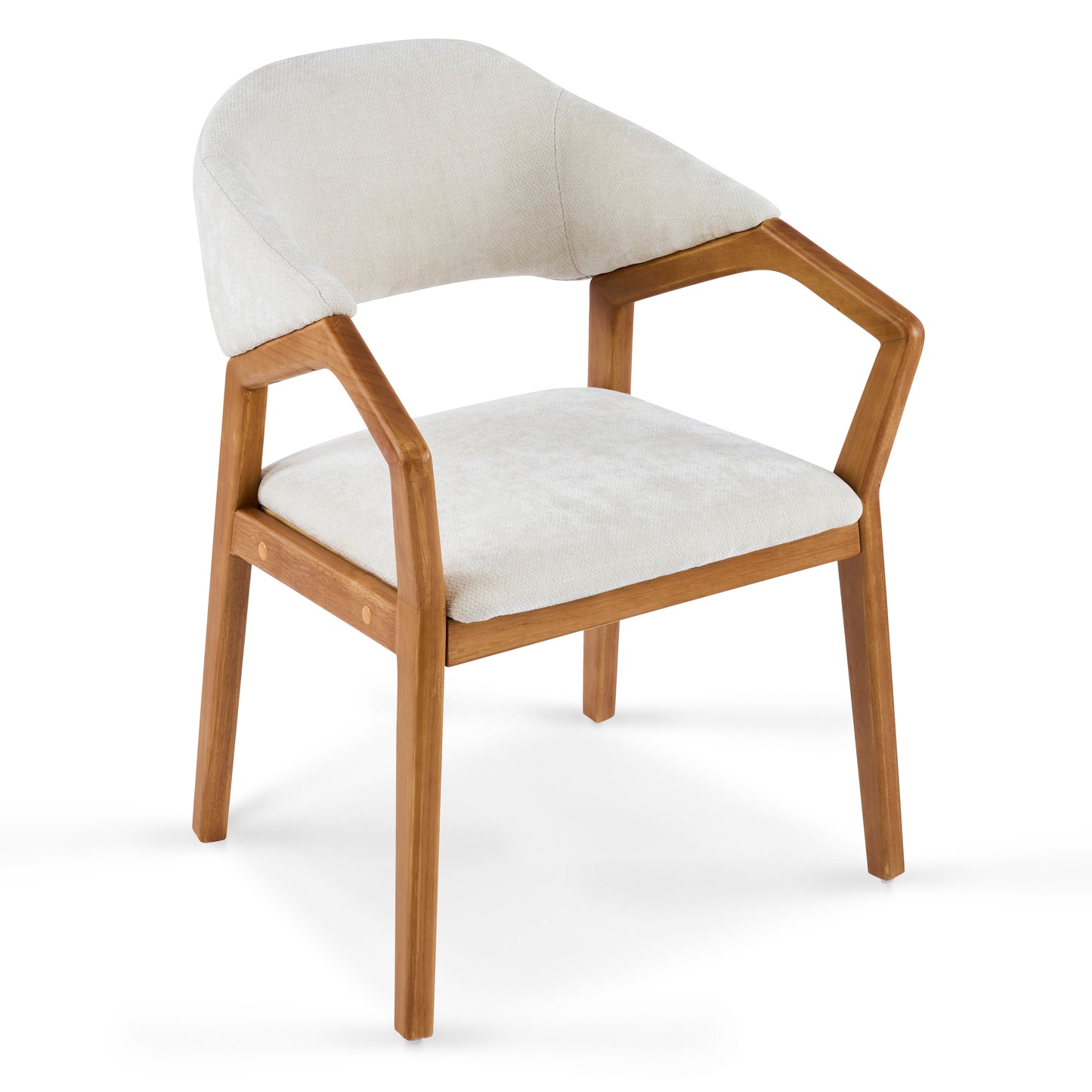 Arden Indoor Dining Chair Set of 2, Chenille Upholstered Armchairs with Bent Wood Frame, 300lbs Capacity, Ergonomic Curved Backrest